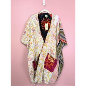Jaded Gypsy Open-Front Kantha Kimono GRAY COMBO One Size